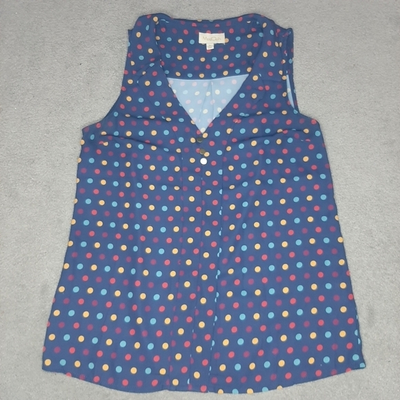 Modcloth Polka Dot V Neck Button Front Tank Top - Picture 9 of 10